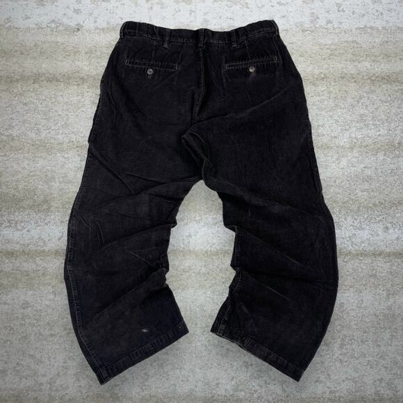 Corduroy Pants Mocha Brown Cotton Relaxed Fit Flat Front - Picture 1 of 4